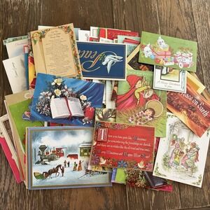 *Lot Of 20* 1970s Christmas Cards Used Mixed Lot Scrapbook Decor Classic Art